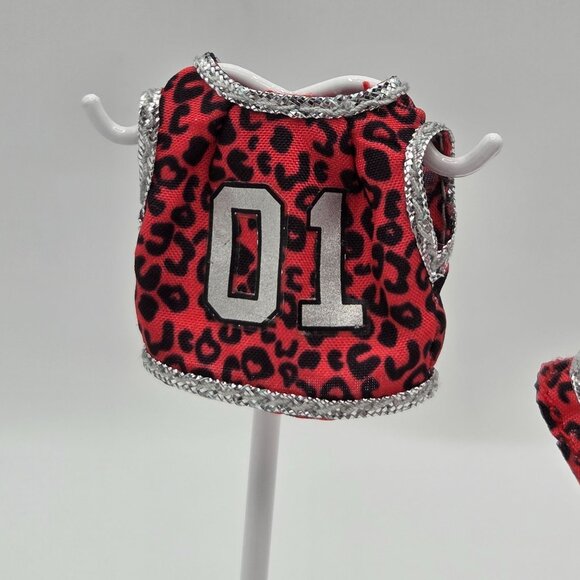 Red & Black Leopard Print Doll Outfit With "01" Top - Picture 3 of 7